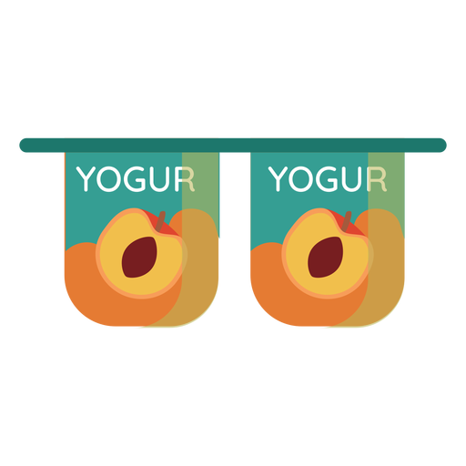 Yoghurt peach cup pair flat PNG Design