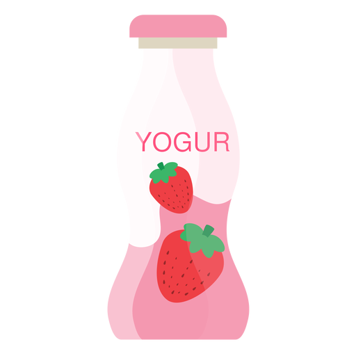Joghurt-Erdbeerflasche flach PNG-Design
