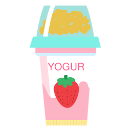 Joghurt-Erdbeertasse flach PNG-Design