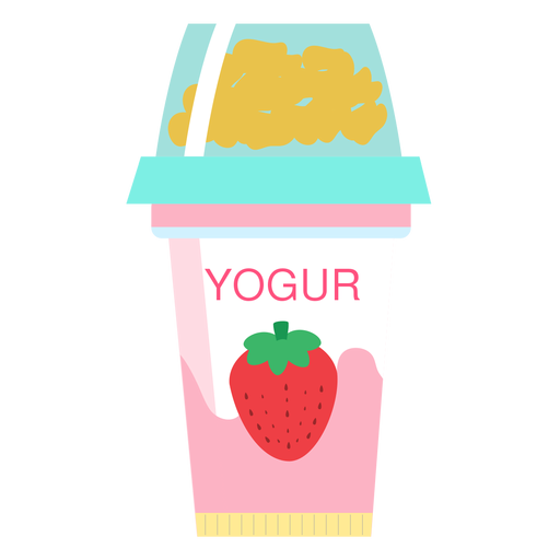 Yoghurt strawberry cup flat PNG Design