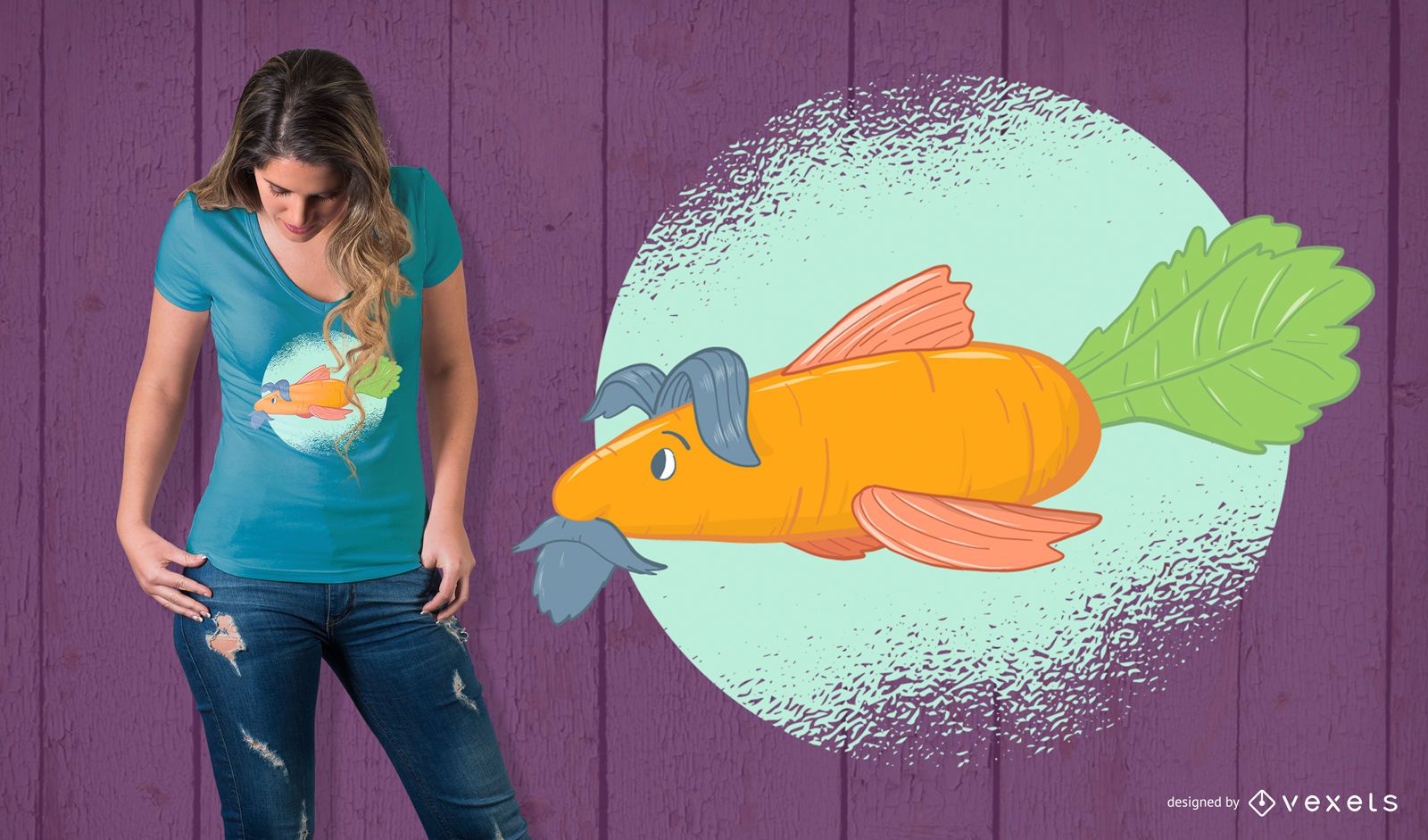 Design de camisetas de peixe cenoura