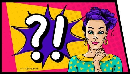 Diseño cómico de mujer de pelo púrpura
