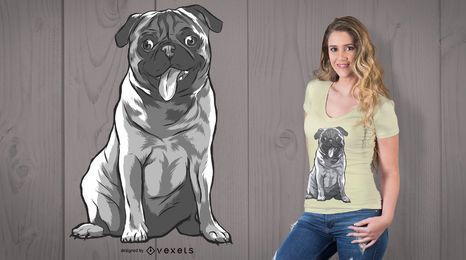 Pug diseño de camiseta en blanco y negro Pug diseño de camiseta en blanco y negro