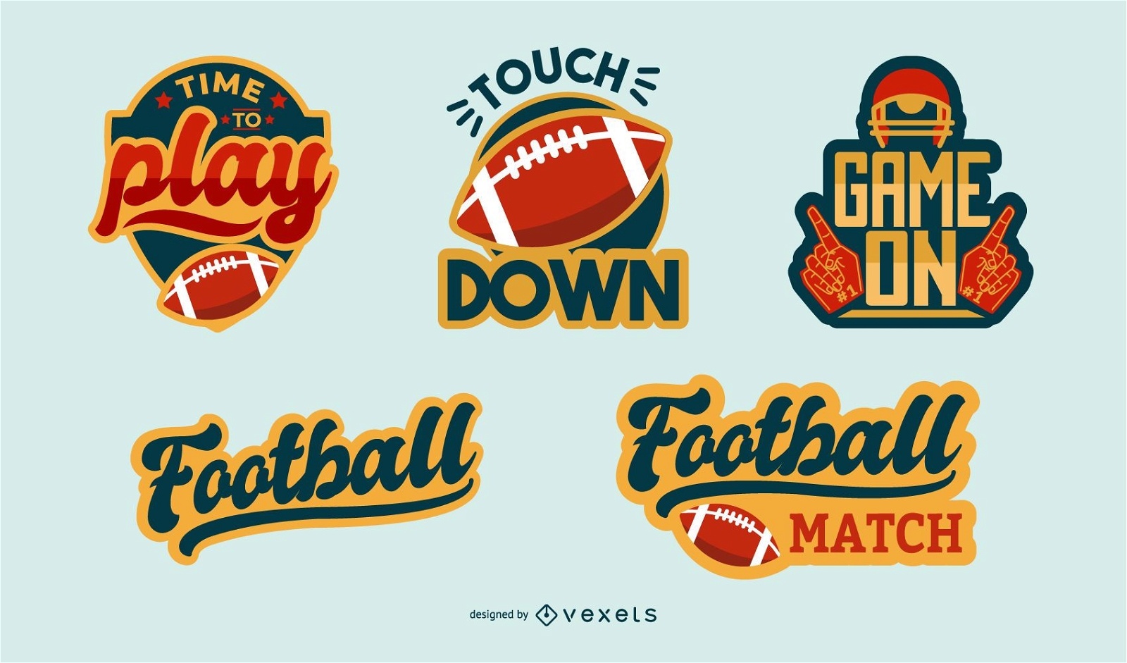 Conjunto de emblemas de rótulos de futebol americano