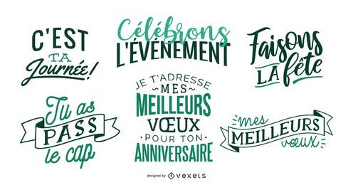 French birthday celebration lettering set French birthday celebration lettering set
