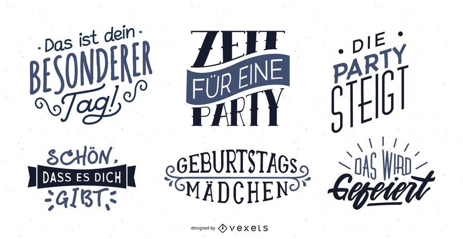 German Birthday Greeting Lettering Set German Birthday Greeting Lettering Set