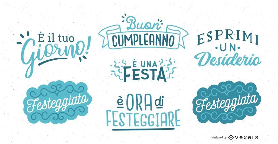 Letras de cumpleaños conjunto italiano Letras de cumpleaños conjunto italiano