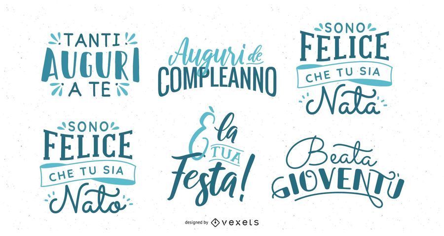 Birthday Wishes Lettering Italian Set Birthday Wishes Lettering Italian Set