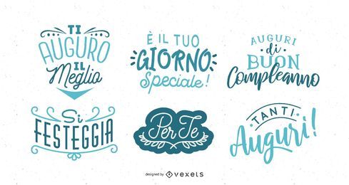 Feliz cumpleaños letras italianas conjunto Feliz cumpleaños letras italianas conjunto