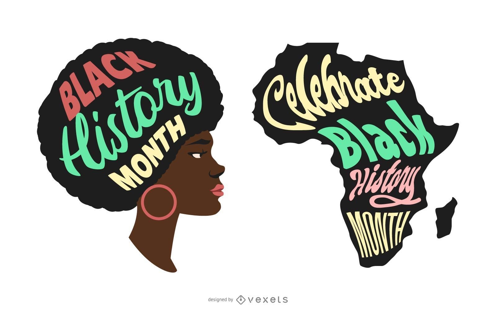 Conjunto de ilustrações do mês da história negra
