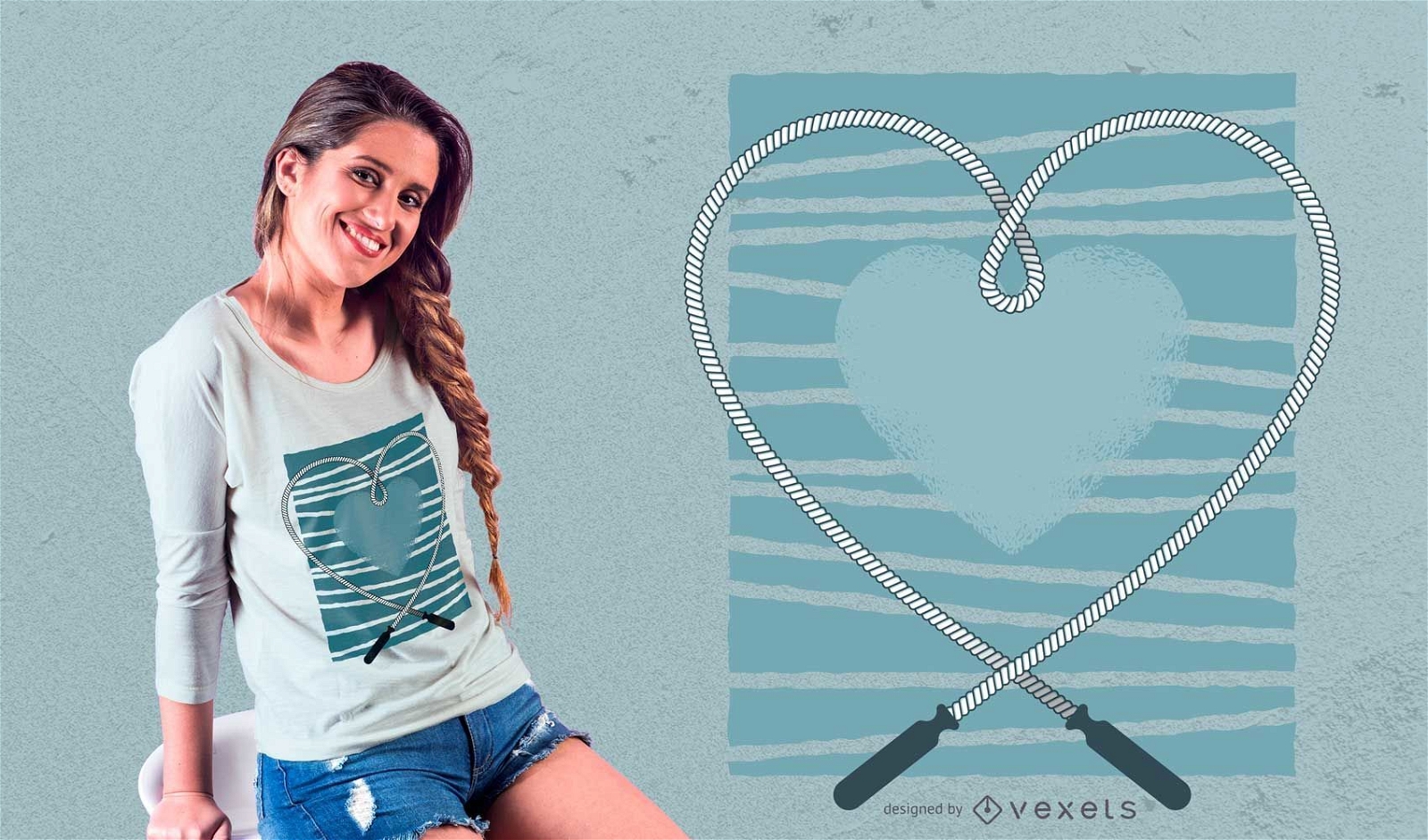Design de camiseta do amor para corda de pular