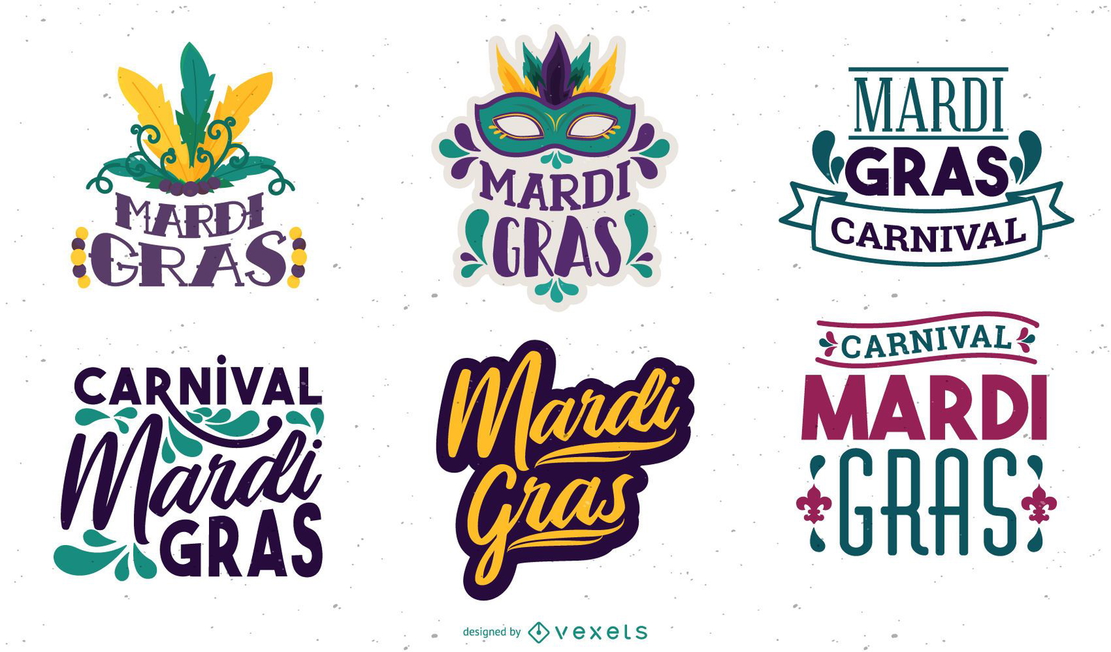 Conjunto de diseño de letras Mardi Gras