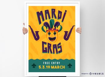 Mardi Gras Clown Poster Design Mardi Gras Clown Poster Design