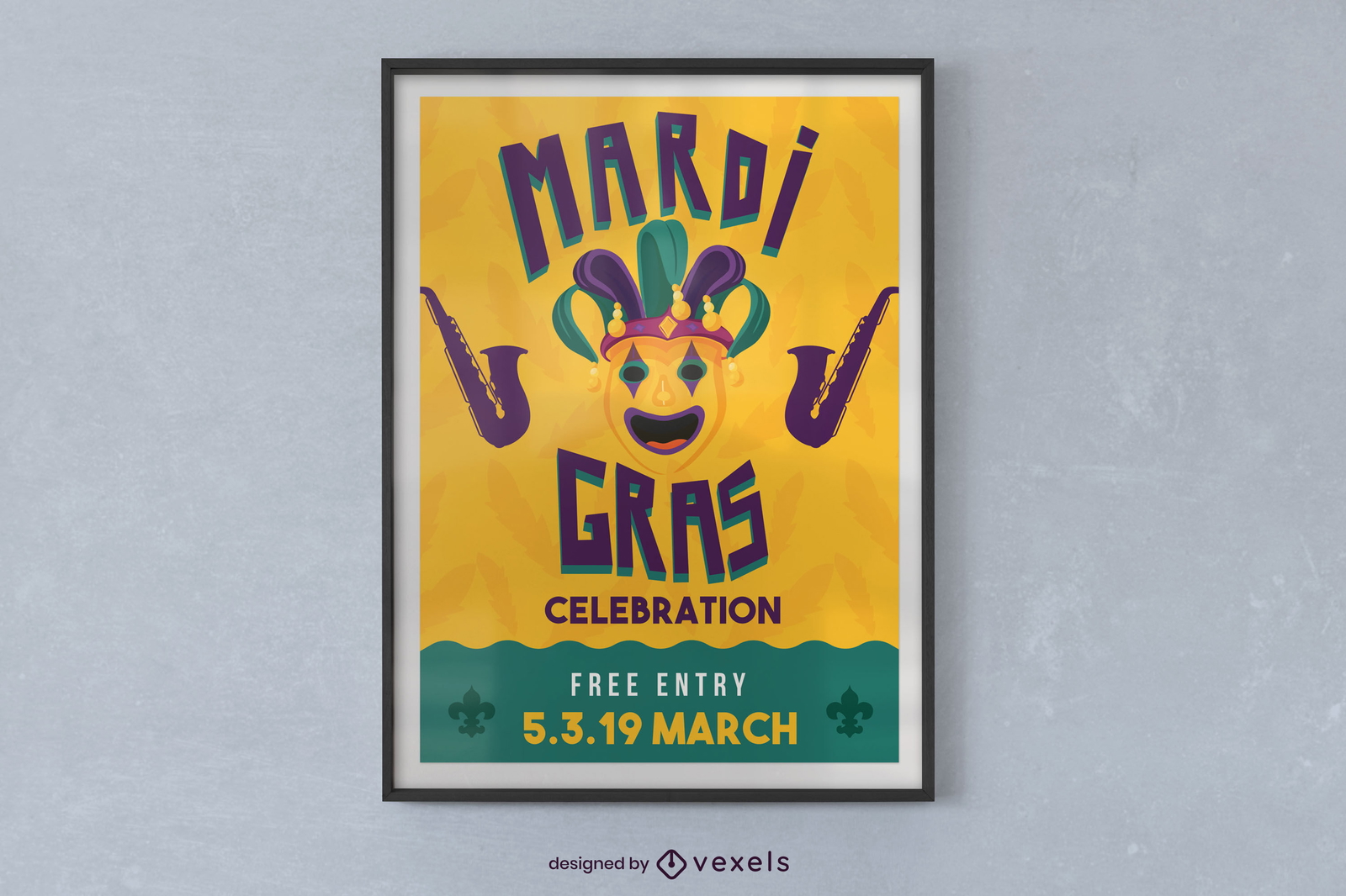 Diseño de cartel de payaso de Mardi Gras