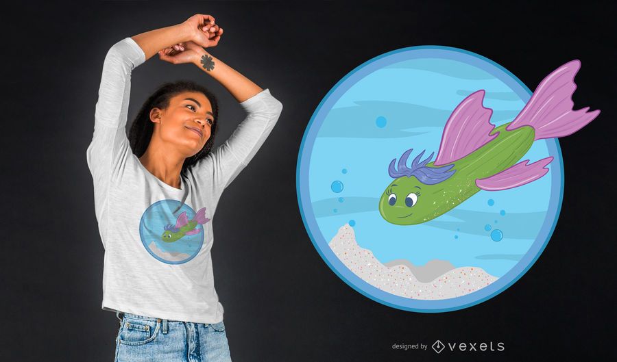 Cucumber Green Fish T-Shirt Design Cucumber Green Fish T-Shirt Design