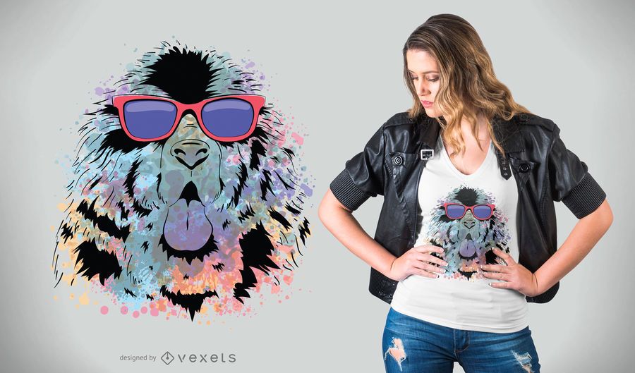 Newfoundland Cool Dog T-Shirt Design Newfoundland Cool Dog T-Shirt Design