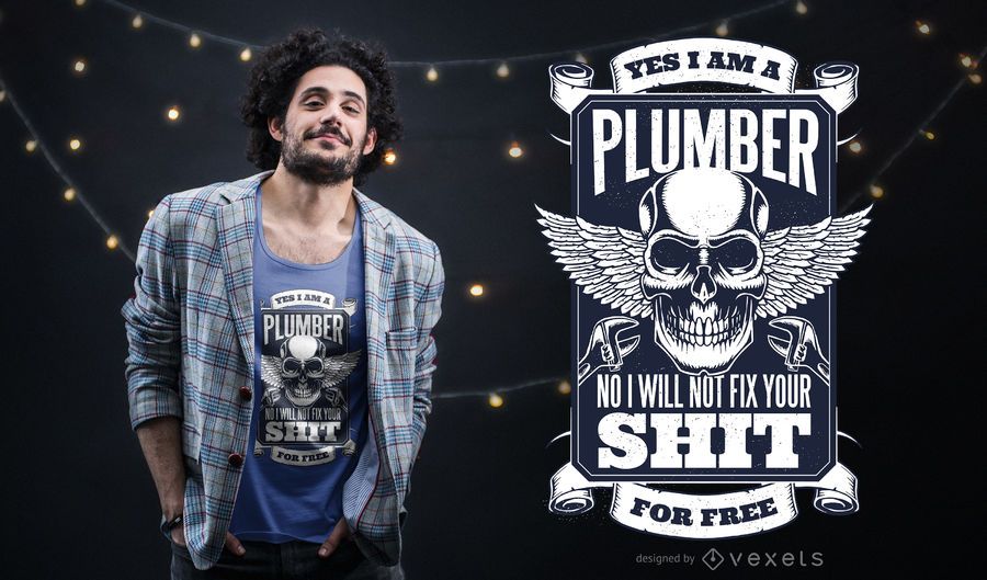 Plumber Skull T-Shirt Design Plumber Skull T-Shirt Design