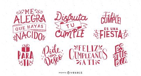 Birthday Greeting Lettering Spanish Set Birthday Greeting Lettering Spanish Set