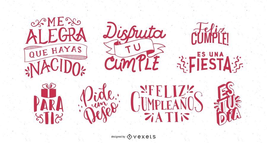 Saudação de aniversário rotulação conjunto espanhol Saudação de aniversário rotulação conjunto espanhol