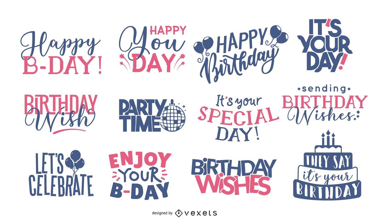 Birthday Greeting Lettering Collection