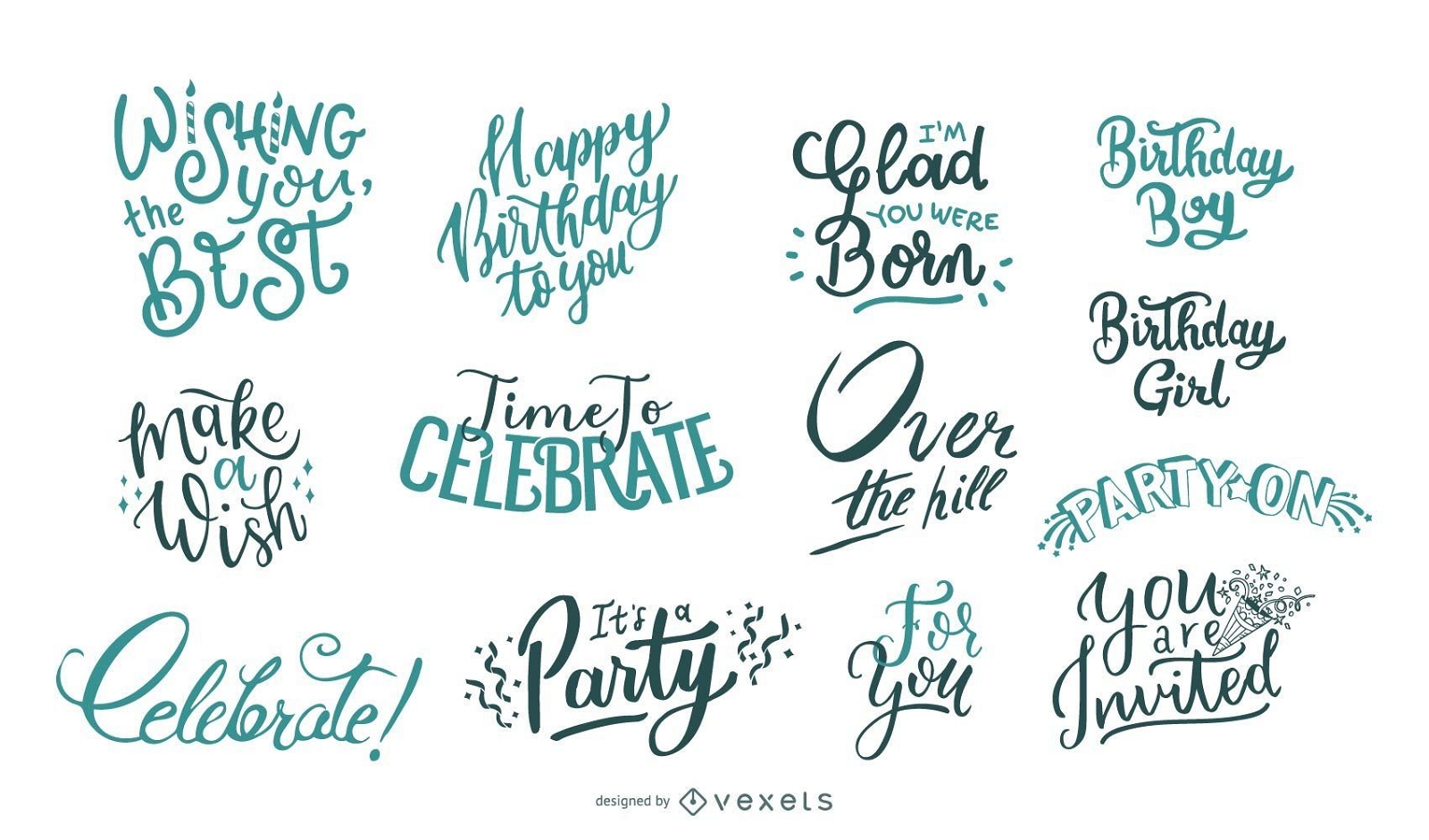 Birthday wishes lettering collection
