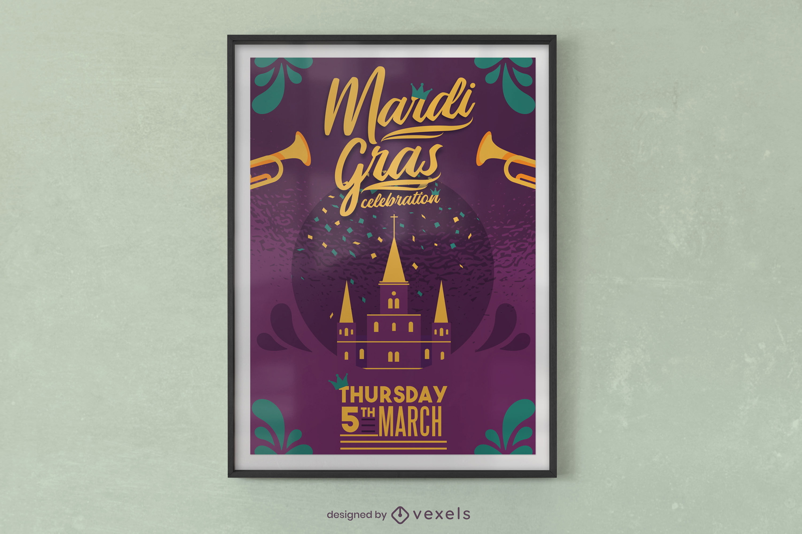 Diseño de cartel de mascarada de Mardi Gras