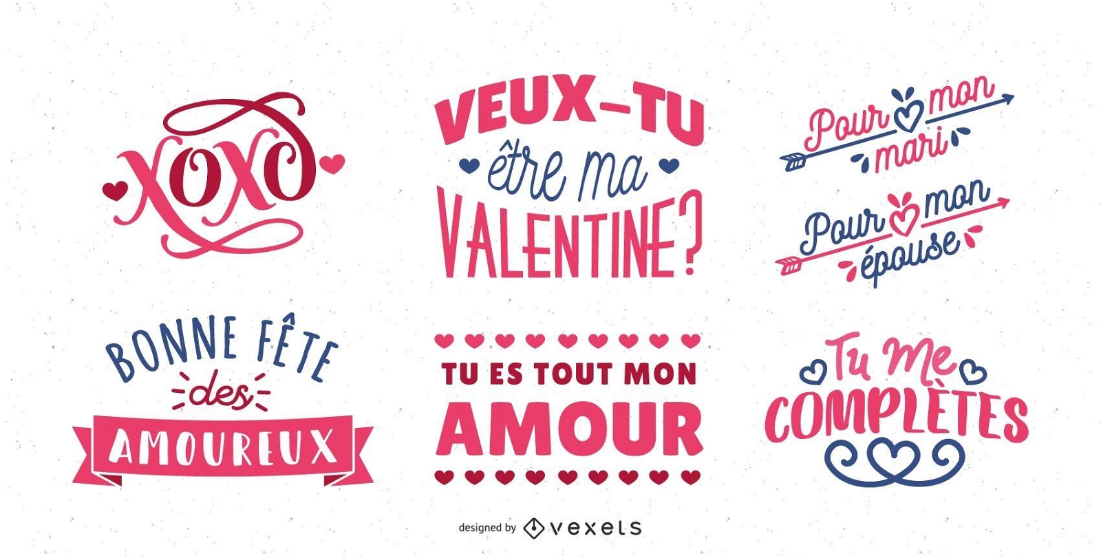 Design de Letras de Dia dos Namorados francês