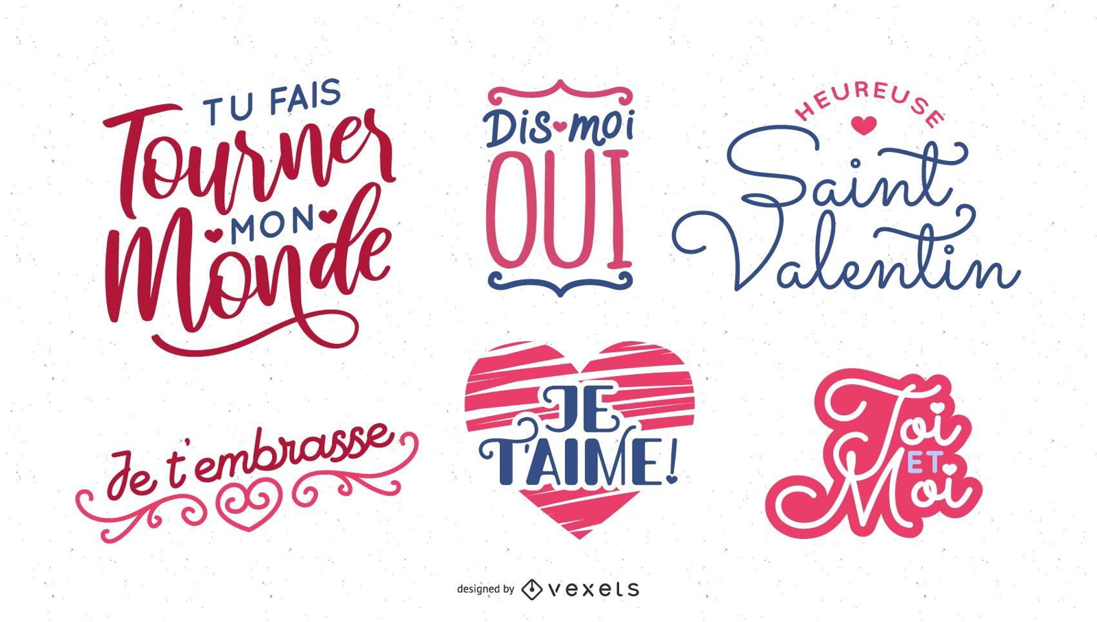 Design de letras do dia dos namorados francês