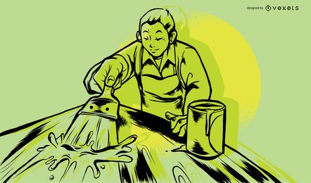 Holzarbeiter Malerei Illustration Design Holzarbeiter Malerei Illustration Design