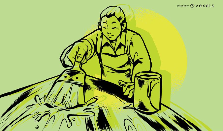 Trabajador de madera pintura ilustración diseño Trabajador de madera pintura ilustración diseño