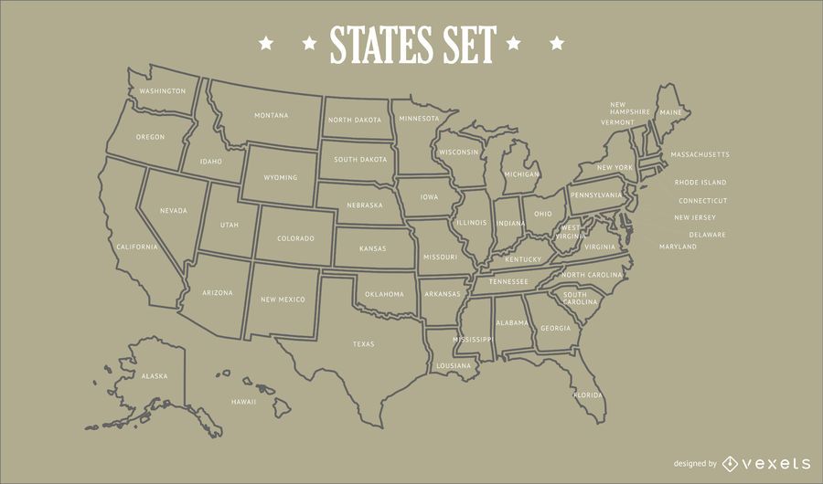 Diseño de mapa de estados de Estados Unidos Diseño de mapa de estados de Estados Unidos