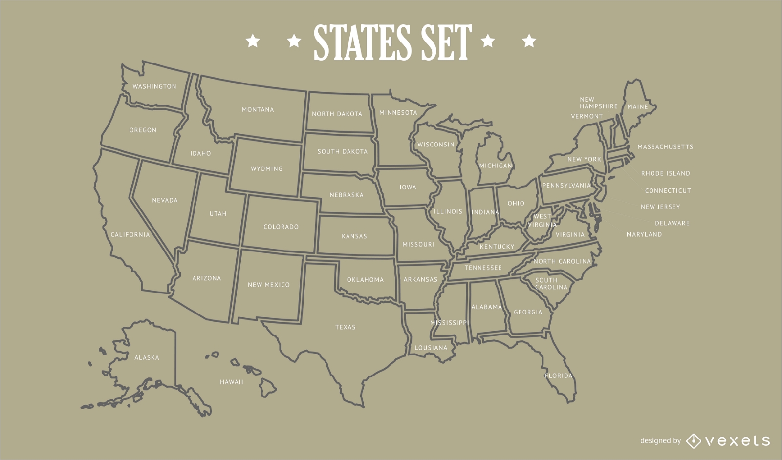 Dise?o de mapa de estados de Estados Unidos