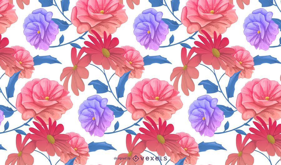 Diseño de patrón floral colorido Diseño de patrón floral colorido