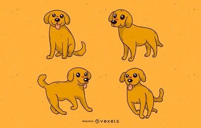Conjunto de desenho animado de cachorro fofo