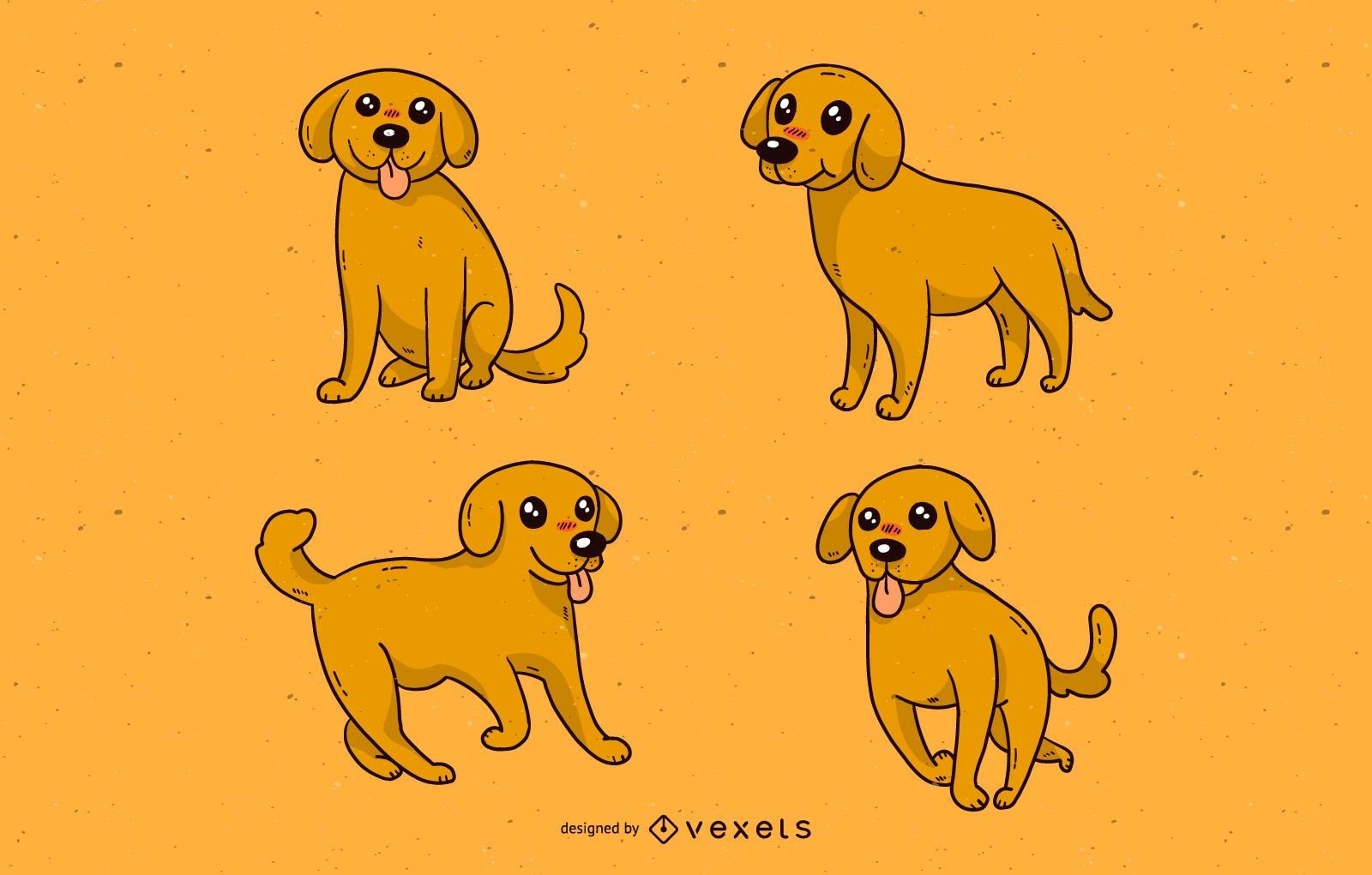 Conjunto de dibujos animados lindo perro
