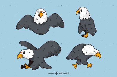 Conjunto de dibujos animados lindo águila Conjunto de dibujos animados lindo águila
