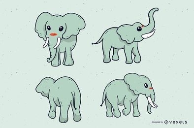 Cute elephant cartoon set