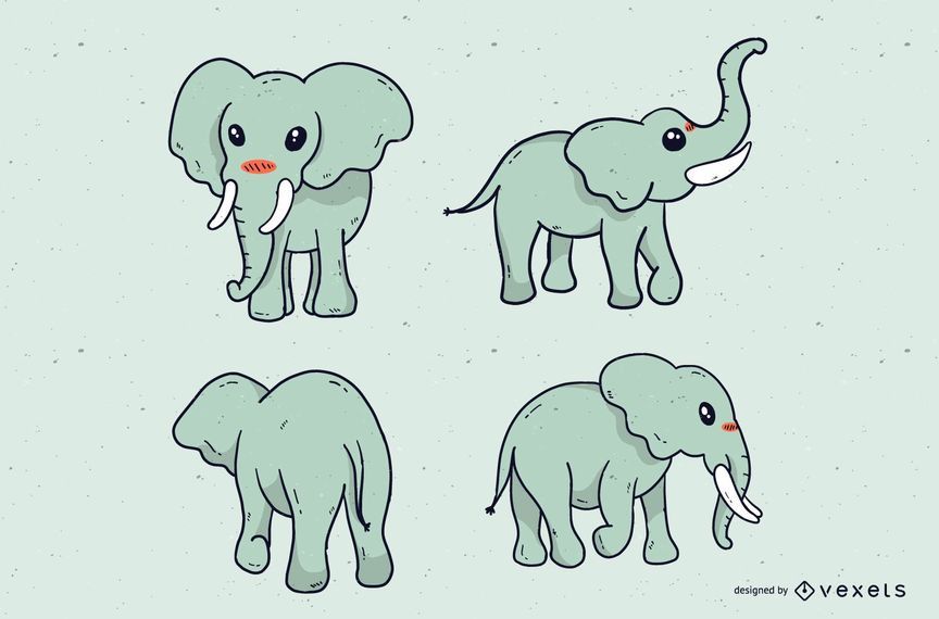 Cute elephant cartoon set Cute elephant cartoon set