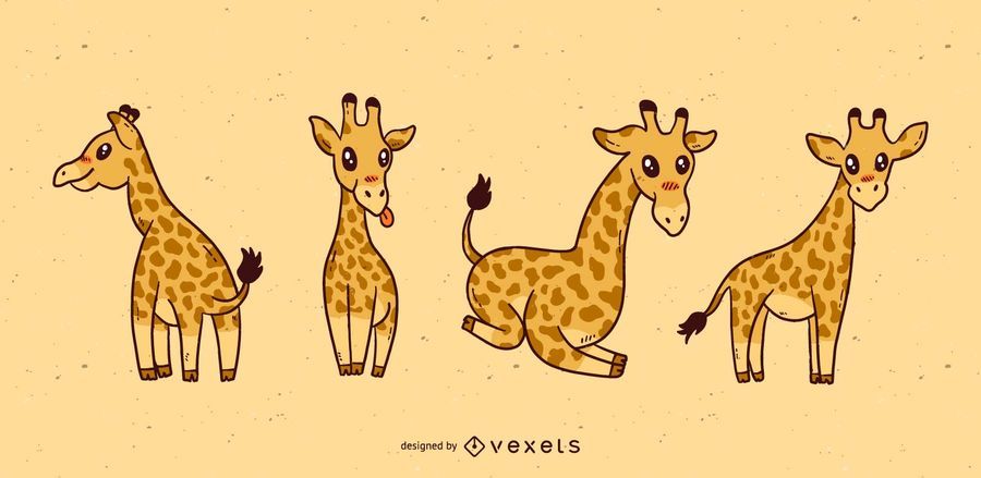 Cute giraffe cartoon set Cute giraffe cartoon set