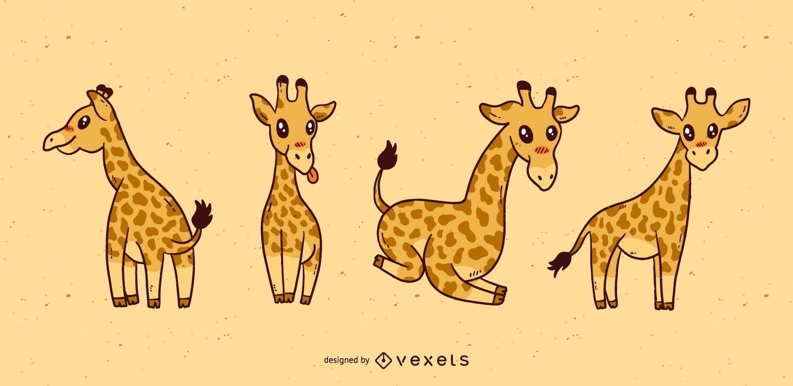 Conjunto de dibujos animados lindo jirafa