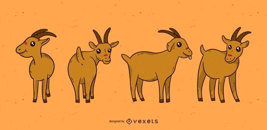 Cute goat cartoon set Cute goat cartoon set