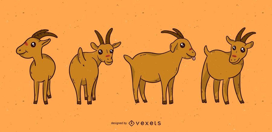 Cute goat cartoon set Cute goat cartoon set