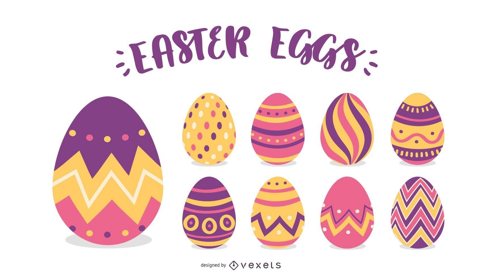 colorido, plano, huevos de pascua, ilustración, conjunto