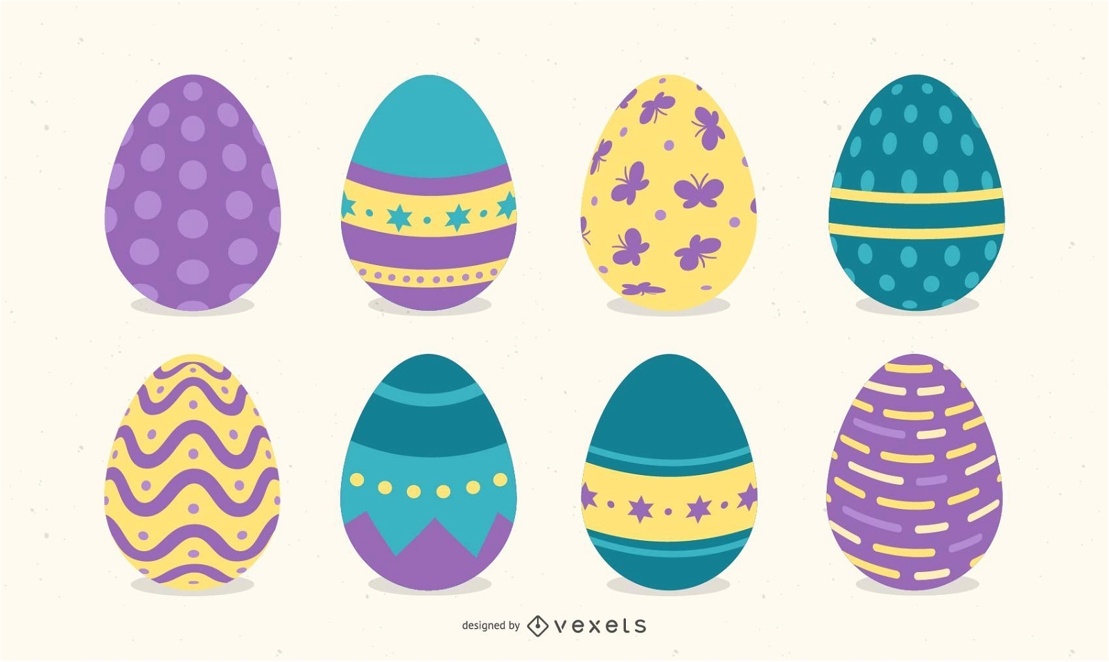 Conjunto de ilustración de huevo de Pascua pastel