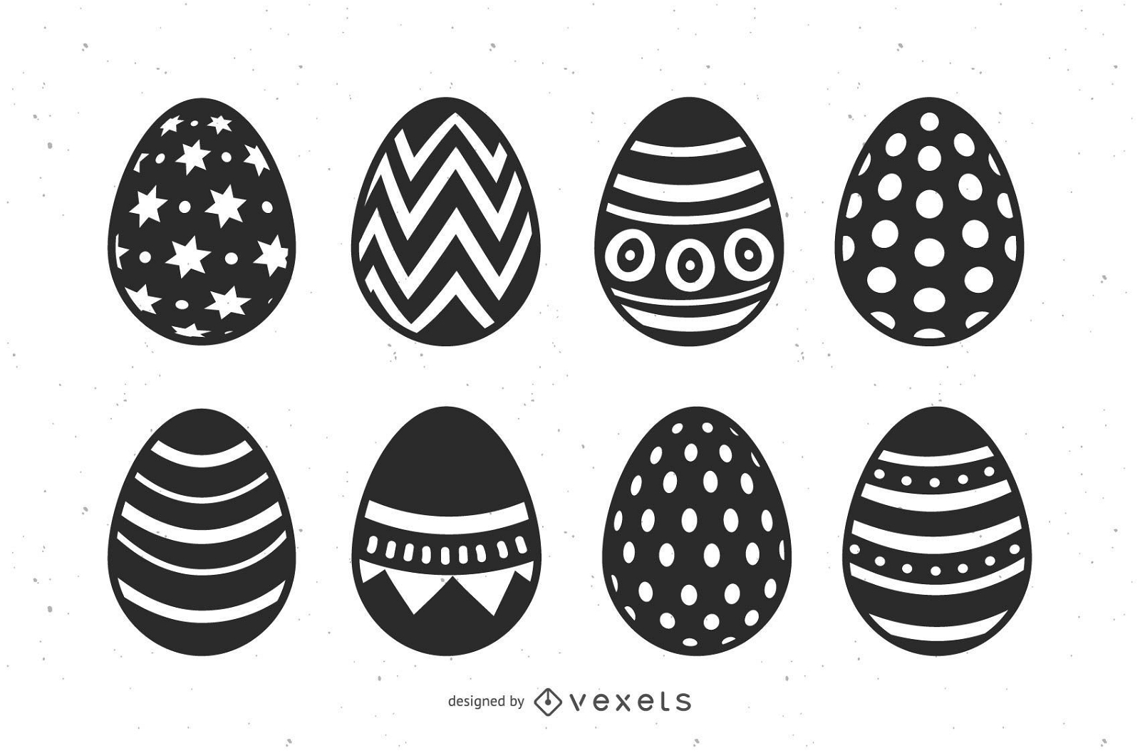 Set de huevos de Pascua en blanco y negro