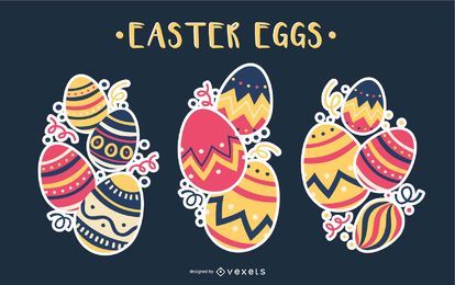 Pile of Easter Eggs Illustration Set Pile of Easter Eggs Illustration Set