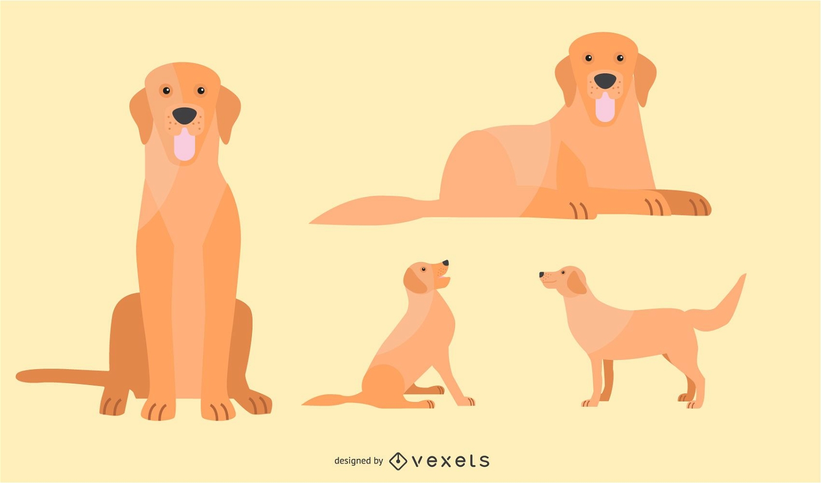 Conjunto de ilustração de cachorro plano