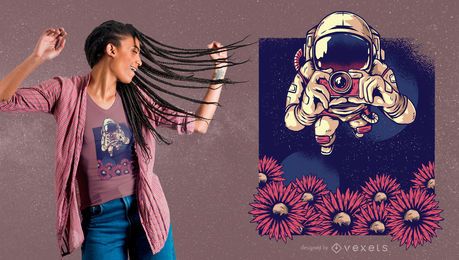 Floral Astronaut Photographer T Shirt Design Floral Astronaut Photographer T-Shirt Design