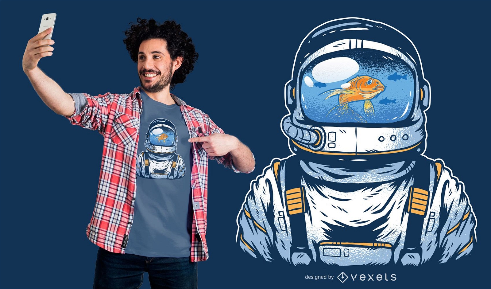 Design de t-shirt do astronauta Fishbowl