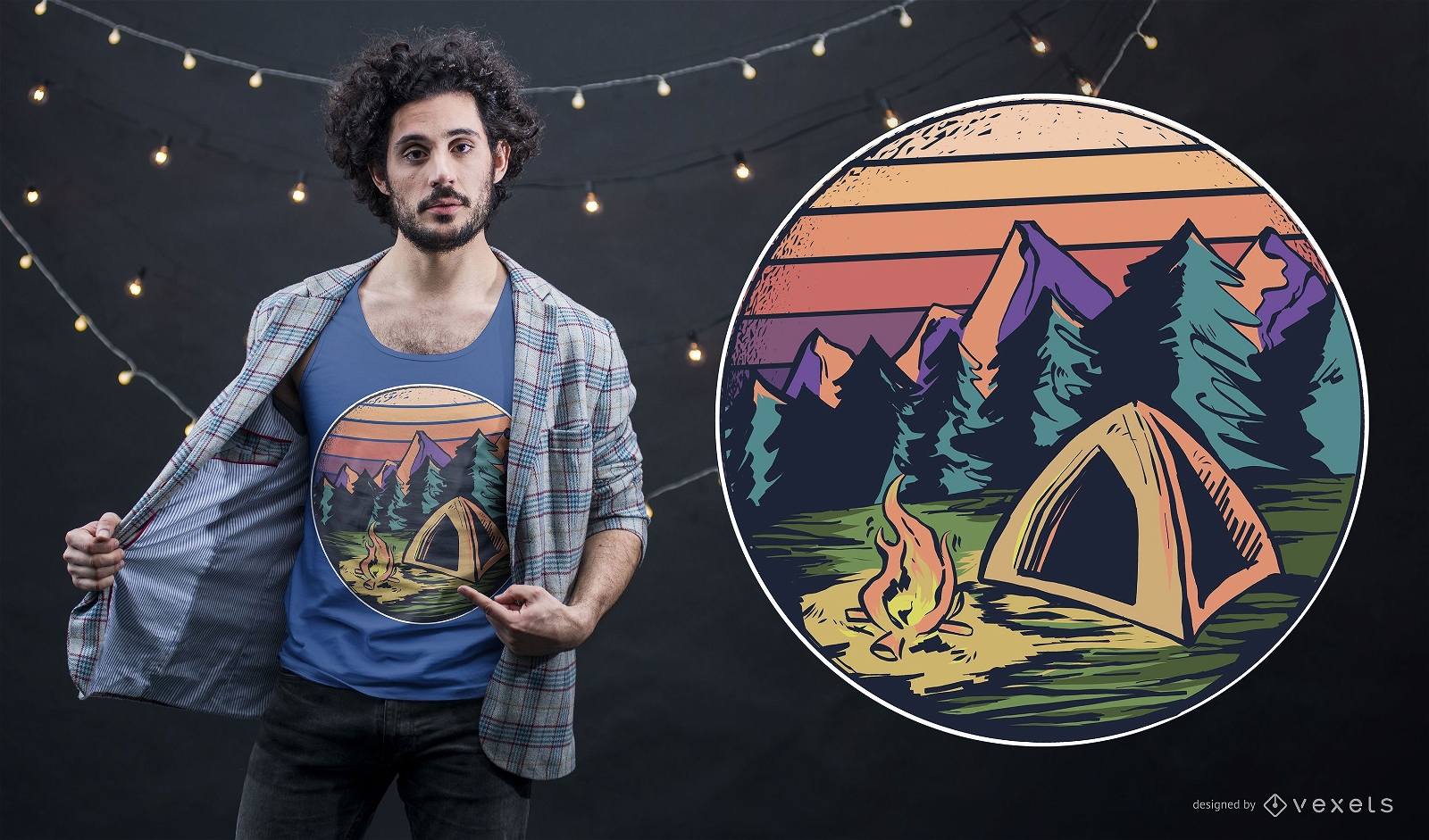 Diseño de camiseta de camping al aire libre
